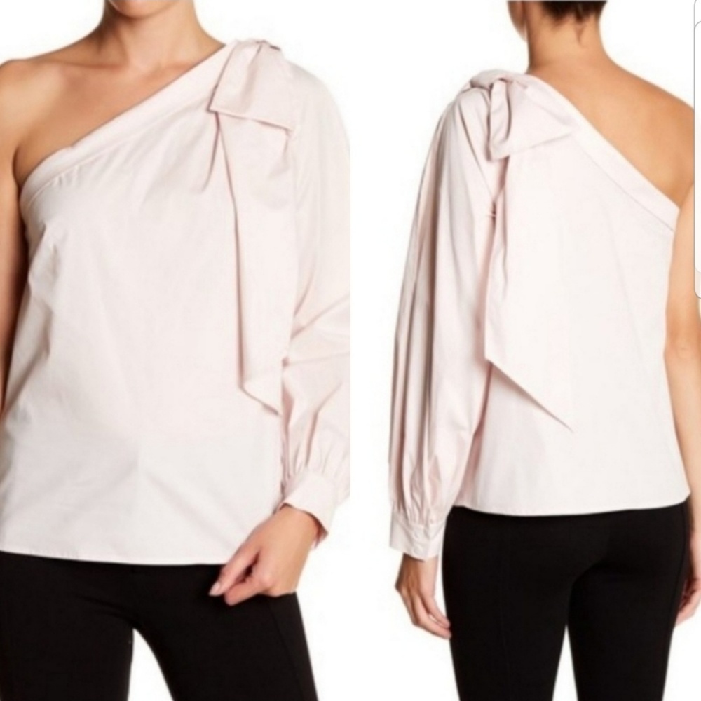CeCe one sleeve split bow top